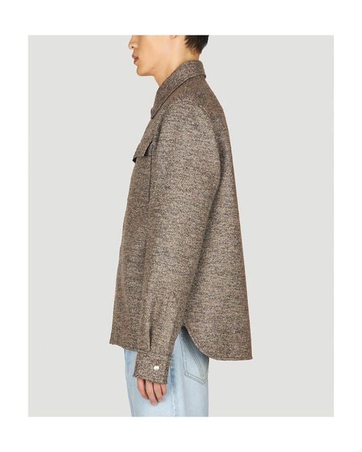 Bottega Veneta Green Long-Sleeve Wool Shirt for men