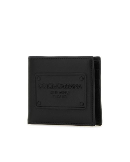 Dolce & Gabbana Black Logo Embossed Bifold Wallet for men