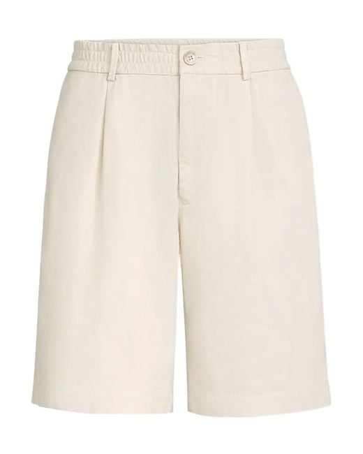 Brunello Cucinelli Natural Twisted Cotton Gabardine Bermuda Shorts With Elasticated Waistband for men