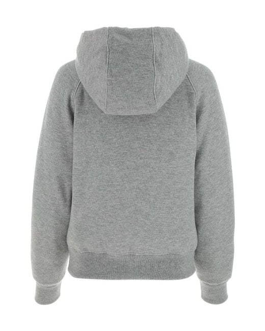 Prada Gray Logo Detailed Zip-Up Jacket
