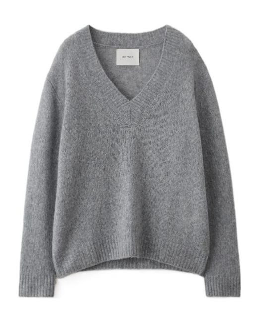Lisa Yang Gray Leona V-Neck Knitted Jumper