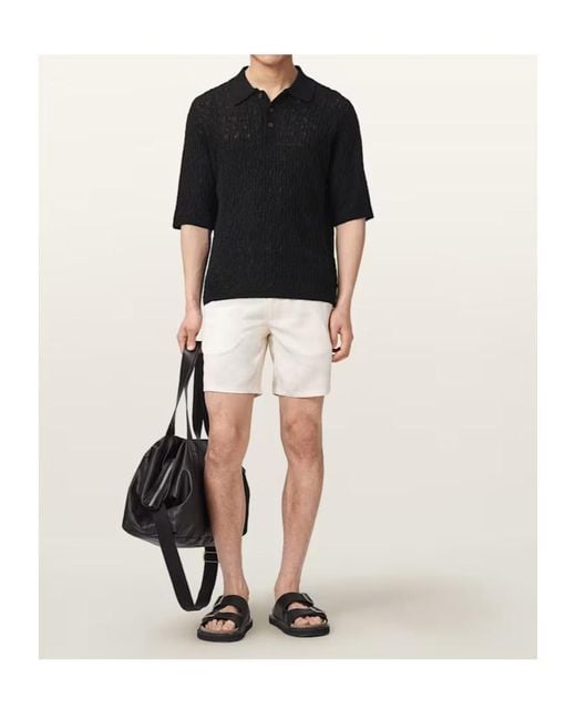 AllSaints Black Short-Sleeved Polo Shirt for men