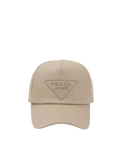 Prada Natural Embroidered Logo Baseball Cap for men