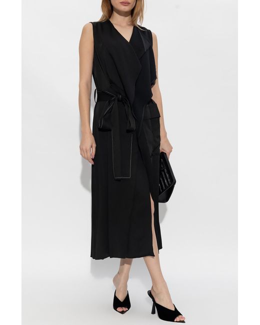 Victoria Beckham Black Belted Sleeveless Midi Dress