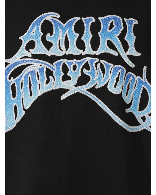 Amiri Black Rhinestone-Embellished Logo-Print T-Shirt for men