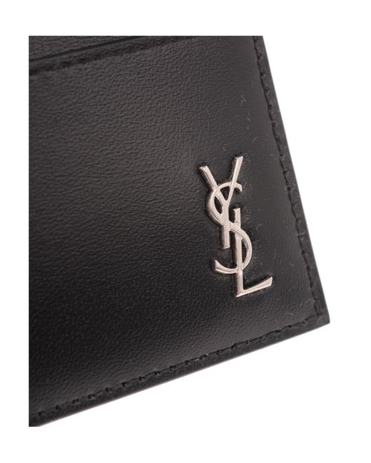 Saint Laurent Black Tiny Monogram Card Case for men
