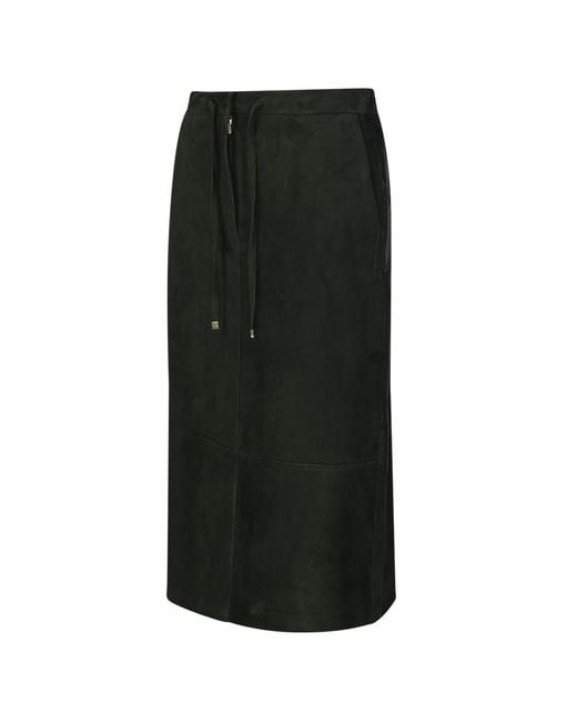 Max Mara Black Drawstring Midi Skirt