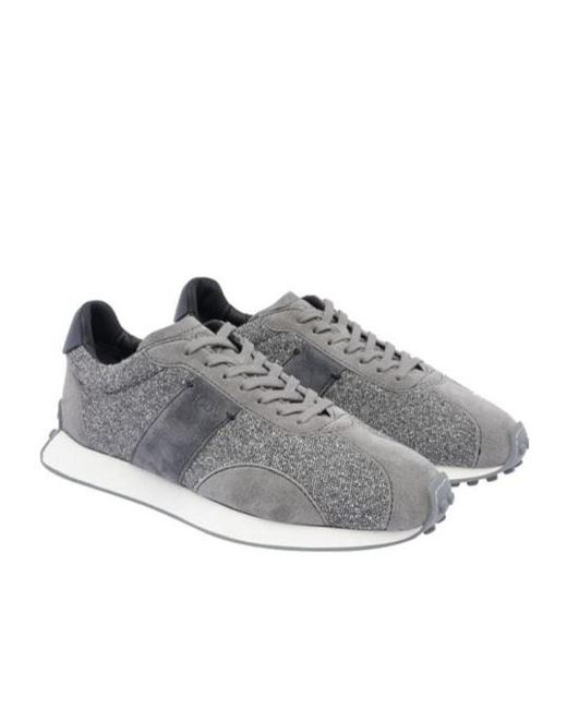 Tod's Gray Logo Embroidered Panelled Sneakers for men