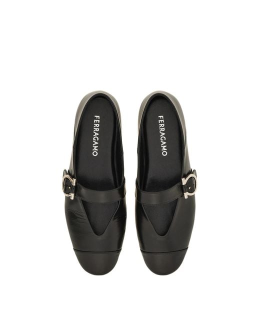 Ferragamo Black Gancini Ballet Flat