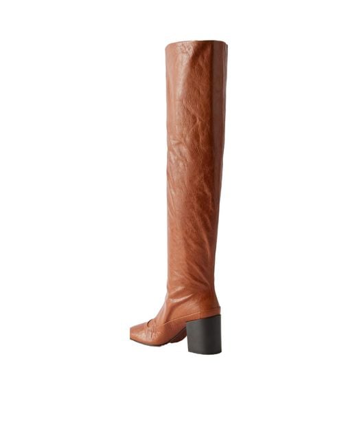 Dries Van Noten Brown Leather Knee Boots