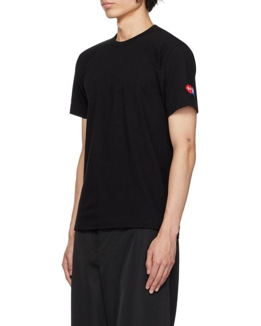 COMME DES GARÇONS PLAY Black Comme Des Garçons Play Logo Patch Crewneck T-Shirt for men