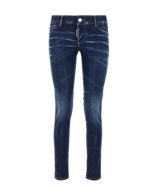 DSquared² Blue Distressed Dark Clean Wash Jennifer Jeans
