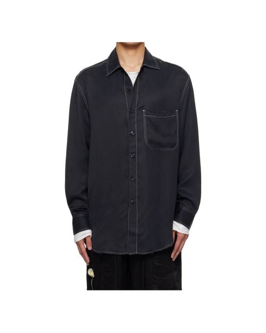 Song For The Mute Blue Long Sleeve Button-Up Shirt for men