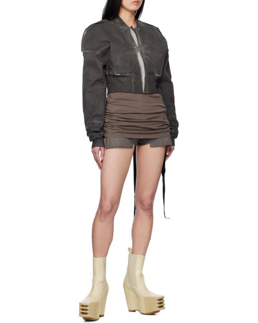 Rick Owens Black Cropped Zipped Bomber Jacket