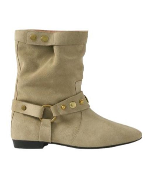 Isabel Marant Green Stania Studded Suede Ankle Boots