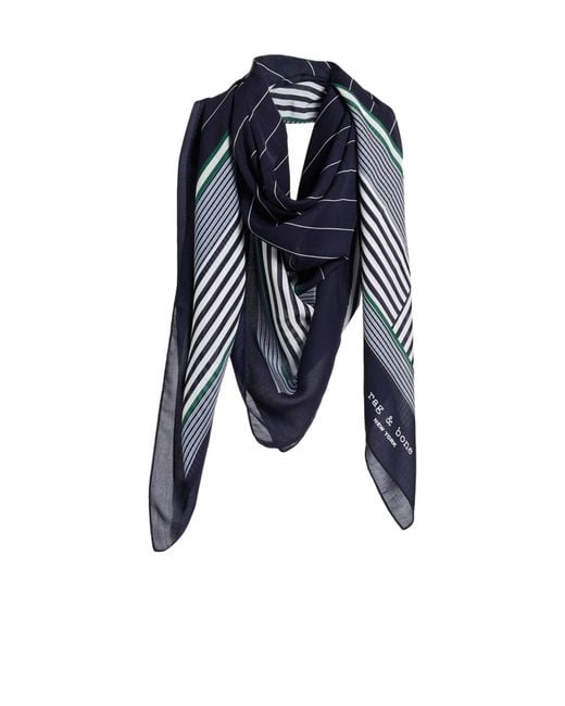 Rag & Bone Blue Striped Square Scarf
