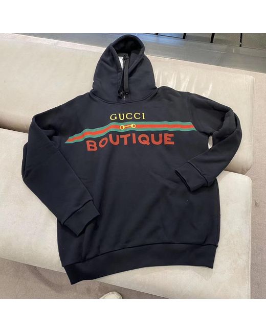 Gucci Black Boutique Print Hoodie for men