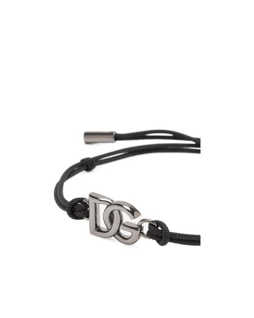 Dolce & Gabbana White Dg Logo Plaque Bracelet for men