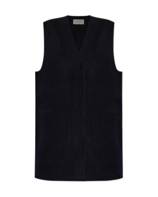 Officine Generale Black V-Neck Wool Vest