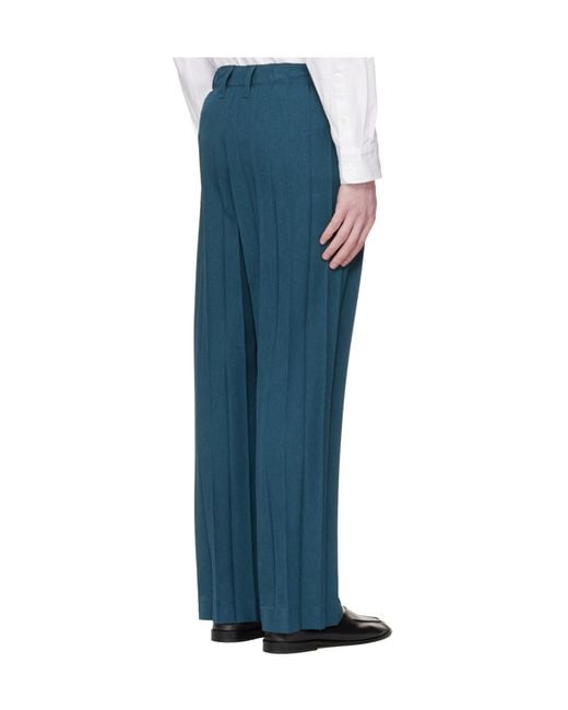 Homme Plissé Issey Miyake Blue Edge Pleated Trousers for men