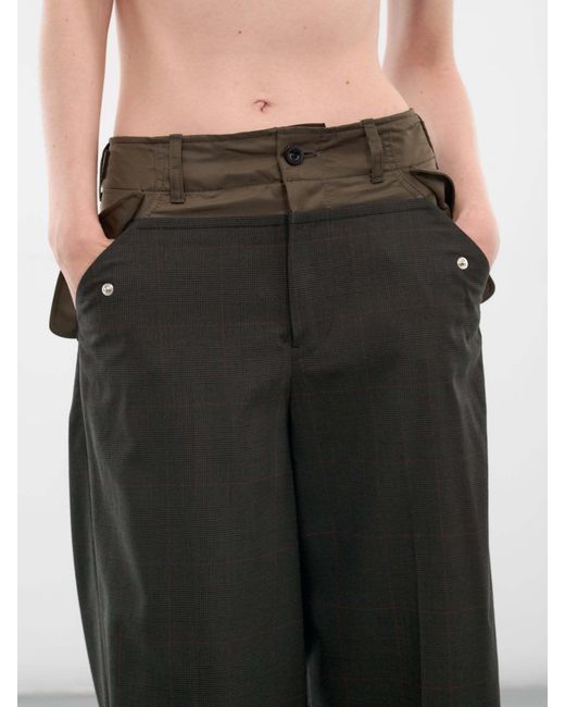 Sacai Black Patchwork Design Casual Pants