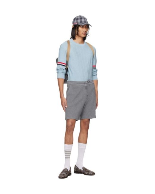 Thom Browne Black Logo Patch Drawstring Shorts for men