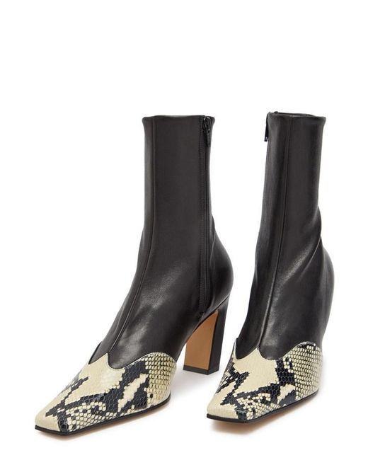 Khaite Black Nevada 85 Python-Effect Leather Ankle Boots