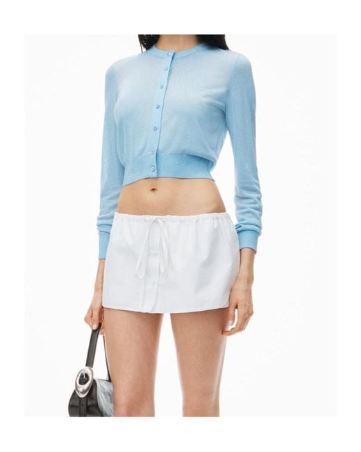 Alexander Wang Blue Crystal Heat-Set Trim Cardigan