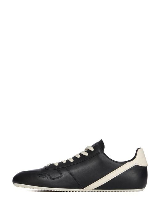 Rick Owens Black Lace-Up Fastening Leather Sneakers for men