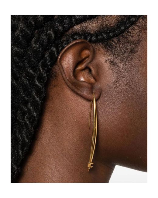 Elisabetta Franchi Metallic Logo-Plaque Drop Earrings