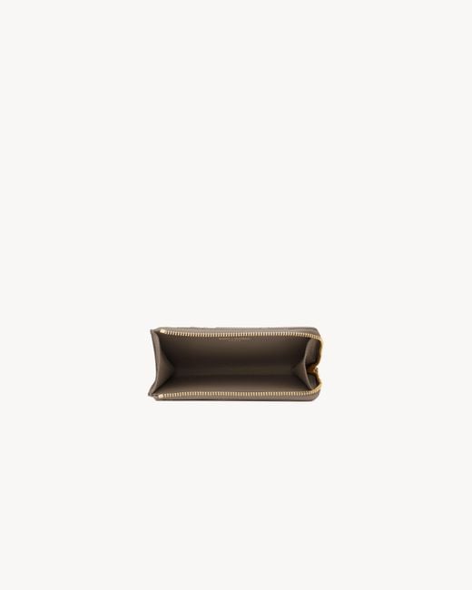 Saint Laurent Brown Cassandre Bijou Quilted Card Wallet