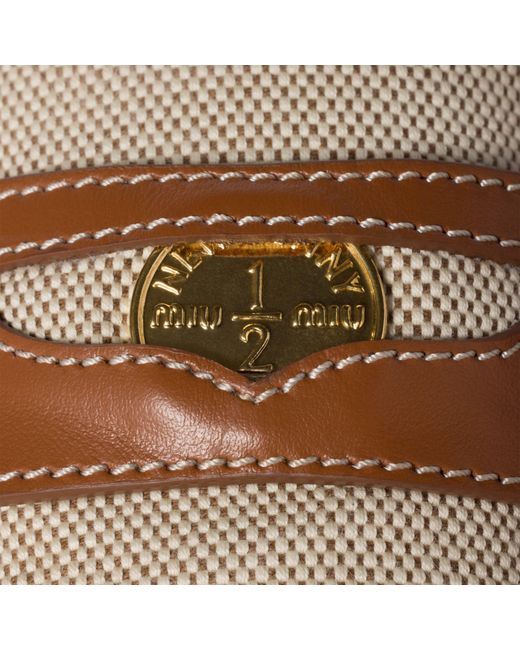 Miu Miu Brown Canvas And Leather Mules