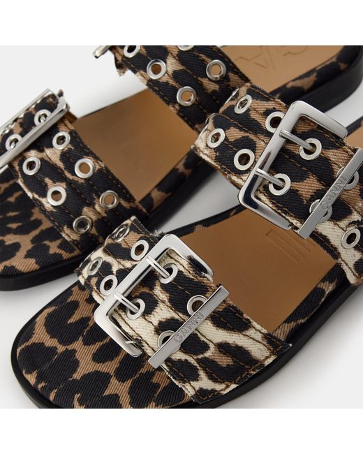 Ganni Black Buckle Slippers