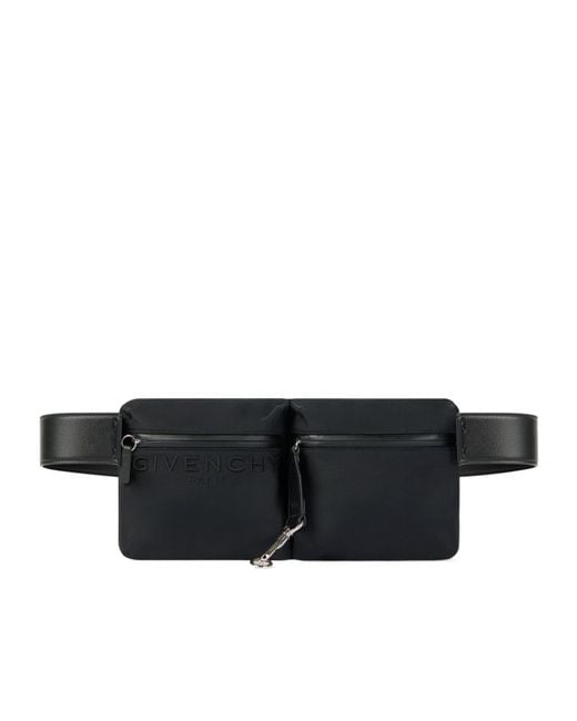 Givenchy Black Logo Canvas Belt Bag for men