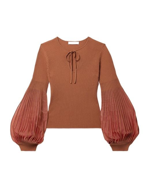 Ulla Johnson Brown Long-Sleeved Ribbed Knit Top