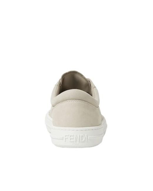 Fendi White Domino Ff Motif Lace-Up Sneakers for men