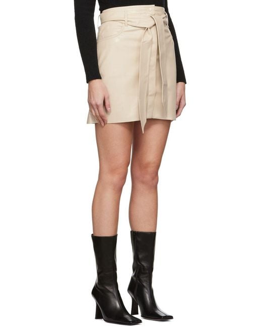 Nanushka Natural High-Waist A-Line Belted Mini Skirt