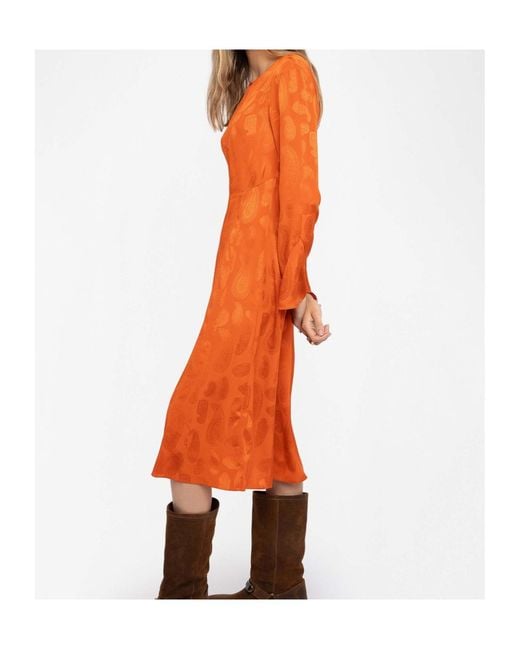 Zadig & Voltaire Orange Paisley Midi Dress