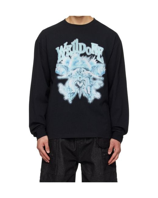 we11done Black Graphic-Print Sweatshirt for men