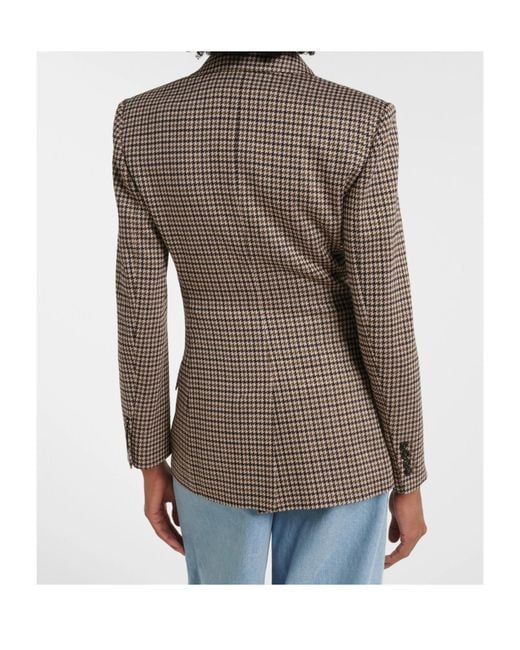 Max Mara Brown Houndstooth-Pattern Double-Breasted Blazer