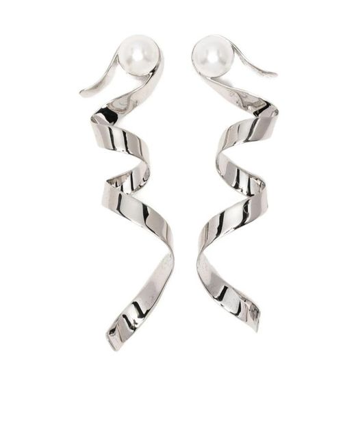 Dries Van Noten White Diamond-Encrusted Earrings
