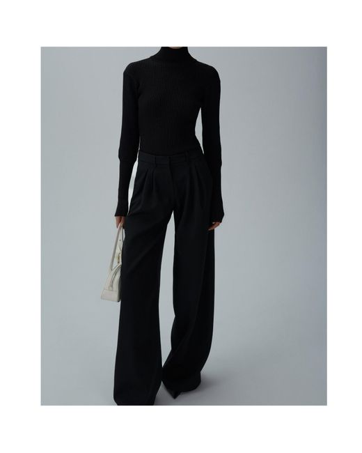 Magda Butrym Black Wide-Leg Wool Trousers