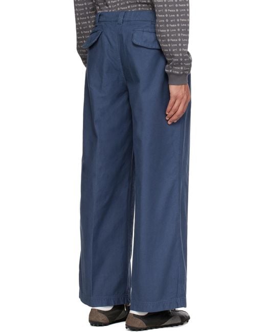 ERL Blue Chino Woven Trousers for men