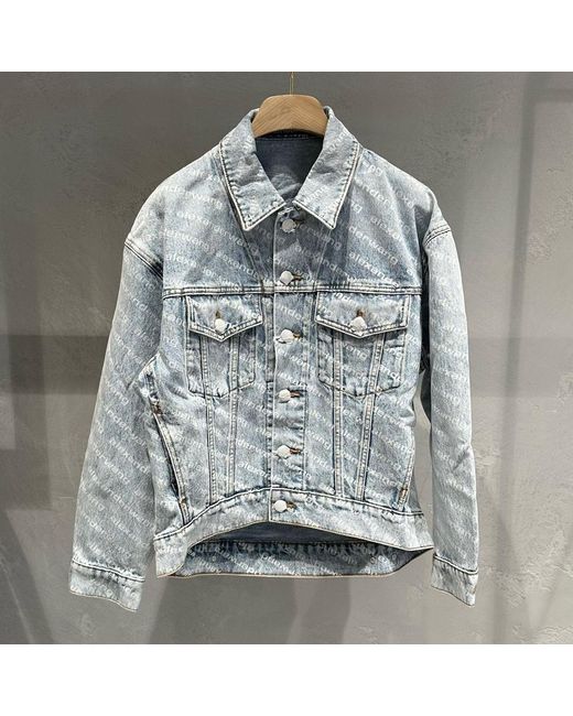 Alexander Wang Blue Allover Logo Printed Denim Jacket