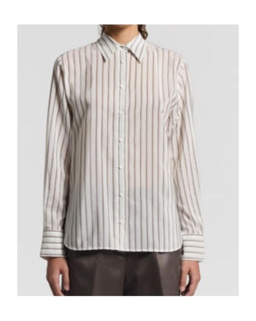 Peserico Gray Long Sleeve Striped Buttoned Shirt
