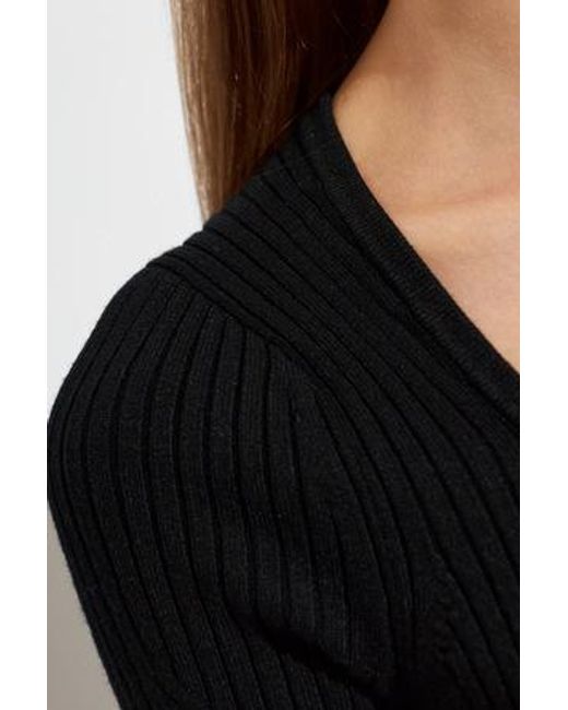 AllSaints Black Square Neck Rib Knit Top