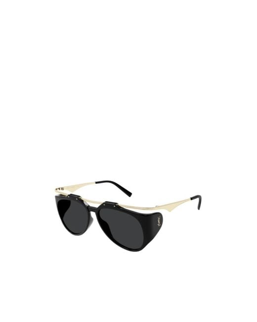 Saint Laurent White Eyewear Aviator-Frame Sunglasses