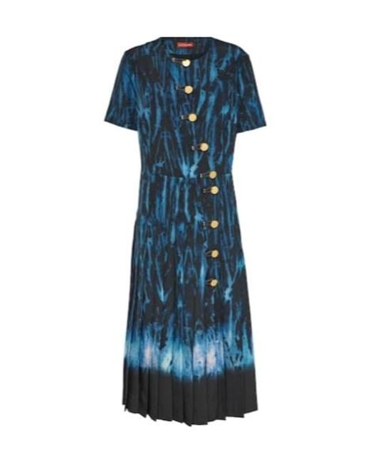 Altuzarra Blue Myrtle Printed Pleated Midi Dress