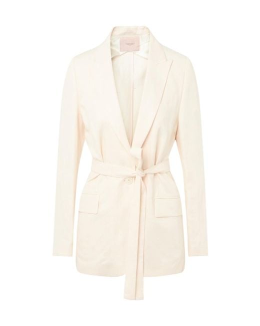Twinset White Long-Sleeved Lapel Blazer