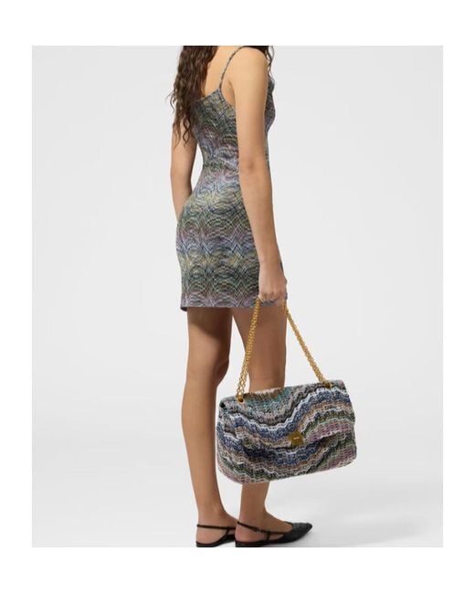 Missoni Gray Zigzag-Knit Cowl-Neck Dress